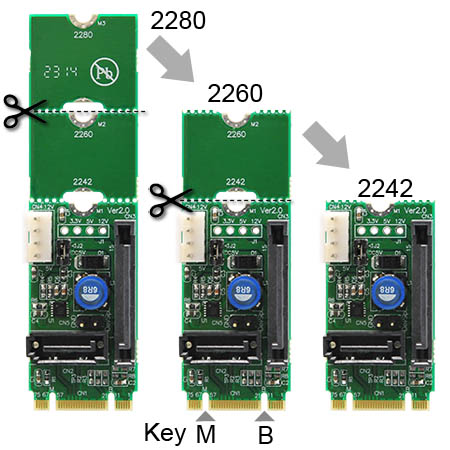 M2S (SATA to M.2-Socket2-B+M-2242-SATA adapter with SATA Power)